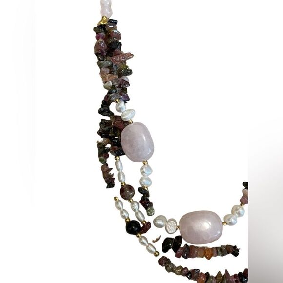 Lee Sands Multi Strand Gemstone & Cultured Pearl Necklace - Picture 3 of 7